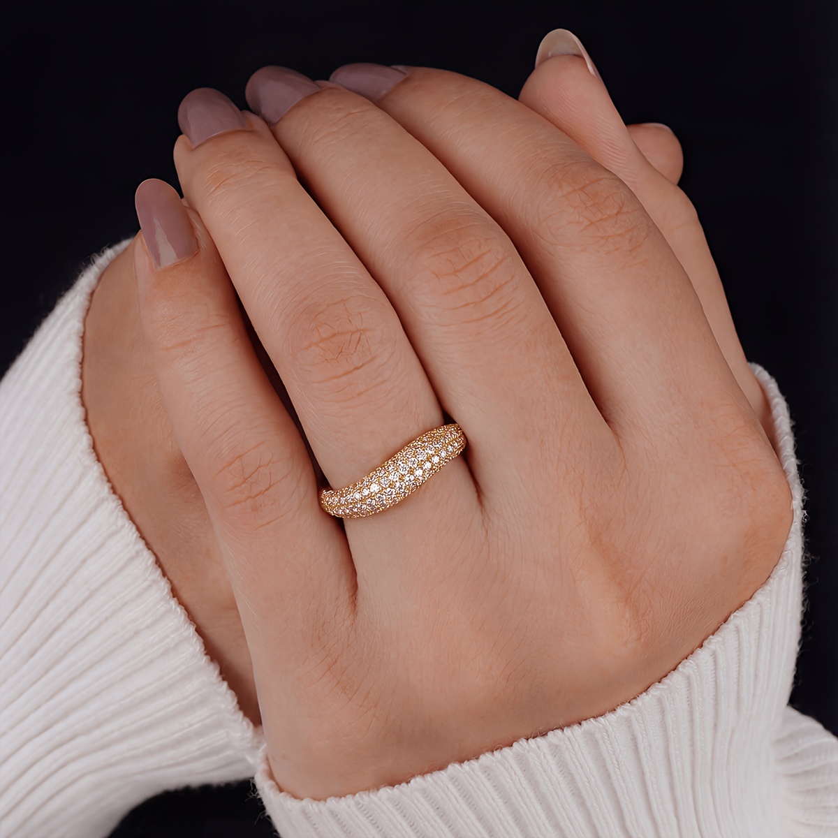 Women's Curved Shiny Design Fashion Ring, Versatile Gift
